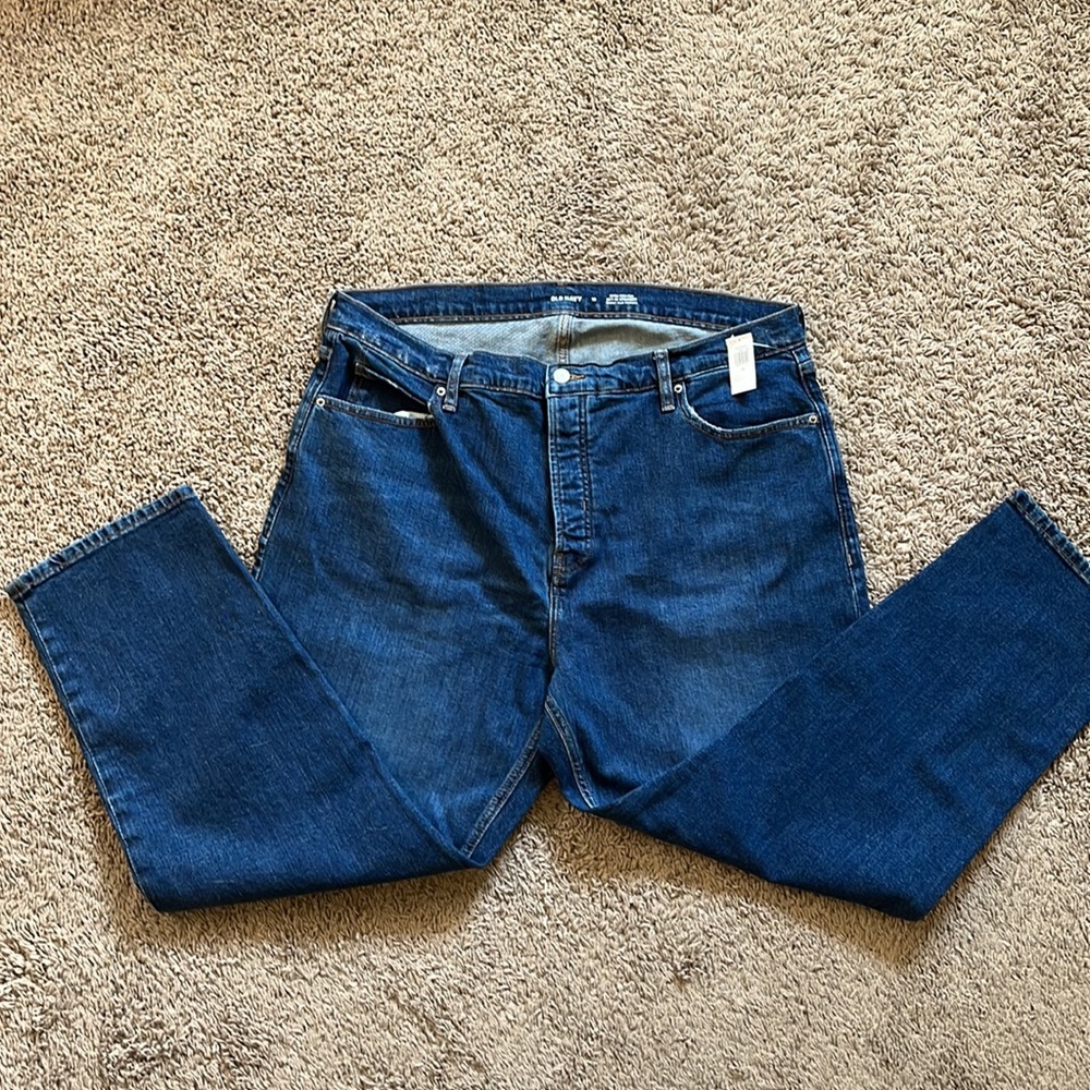 Old Navy Womens Extra High Waisted Sky Hi Straight Button Fly Jeans Size 18 Blue